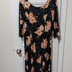 Black floral skater dress